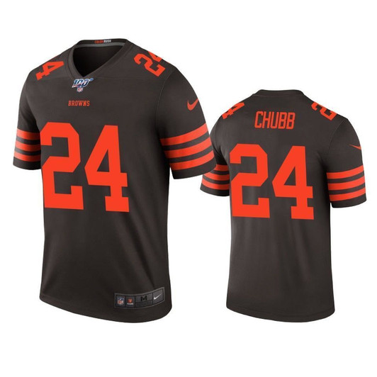 Cleveland Browns Nick Chubb Brown 100Th Season Color Rush Legend 3D Jersey