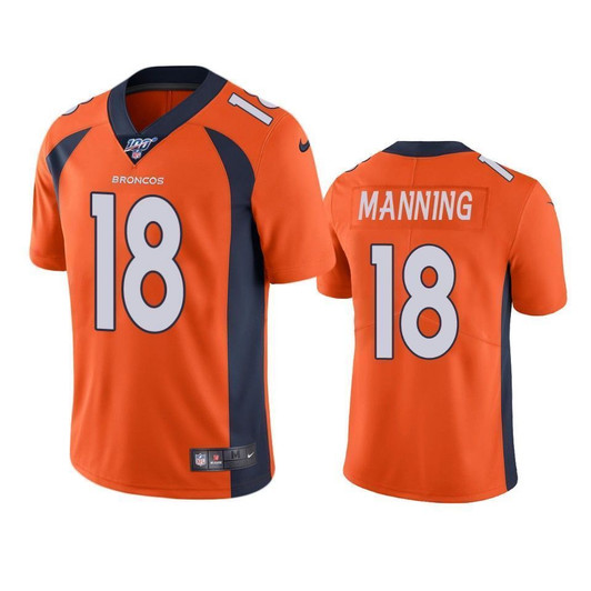 Denver Broncos Peyton Manning Orange 100Th Season Vapor Limited 3D Jersey