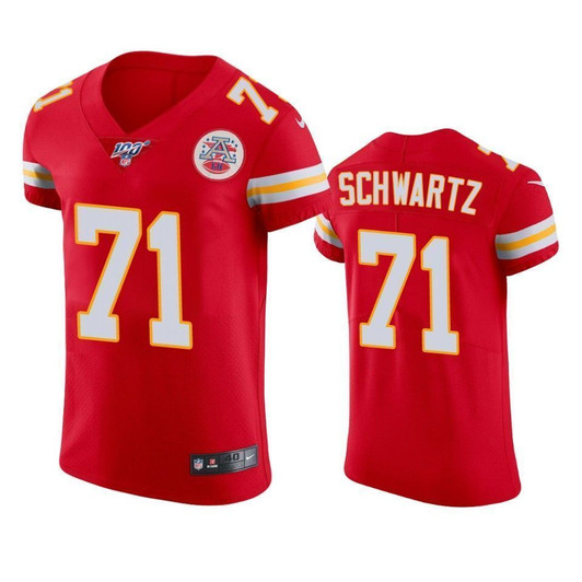 Kansas City Chiefs Mitchell Schwartz Red 100Th Season Vapor Elite 3D Jersey