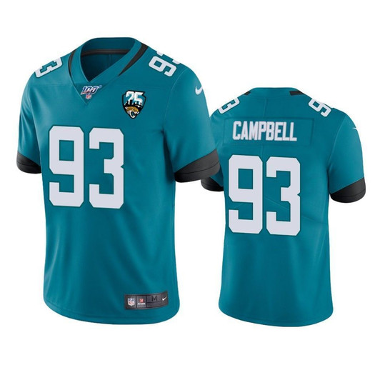 Jacksonville Jaguars Calais Campbell Teal 25Th Anniversary Vapor Limited 3D Jersey