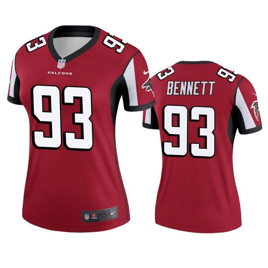 Atlanta Falcons 93 Michael Bennett Red Legend Women'S 3D Jersey