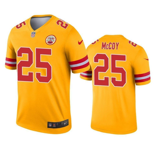 Kansas City Chiefs Lesean Mccoy Gold Inverted Legend 3D Jersey