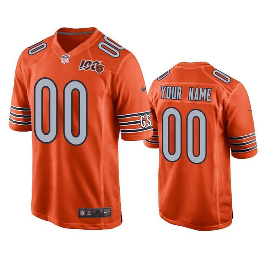 Chicago Bears Custom Orange 100Th Season Game Mens 3D Jersey