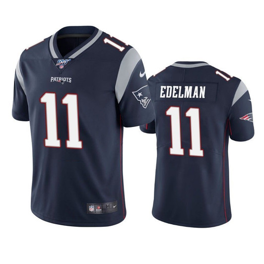 New England Patriots Julian Edelman Navy 100Th Season Vapor Limited 3D Jersey