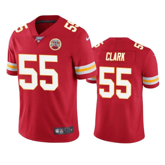 Kansas City Chiefs Frank Clark Red 100Th Season Vapor Limited 3D Jersey