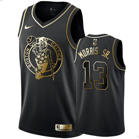 Men'S Boston Celtics Marcus Morris Sr. Black #13 Golden Edition Swingman Jersey