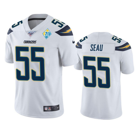 Los Angeles Chargers Junior Seau White 60Th Anniversary Vapor Limited 3D Jersey