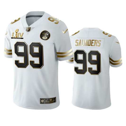 Khalen Saunders Chiefs White Super Bowl Liv Golden Edition 3D Jersey