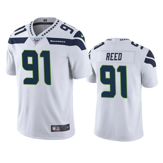 Seattle Seahawks Jarran Reed White 100Th Season Vapor Limited 3D Jersey