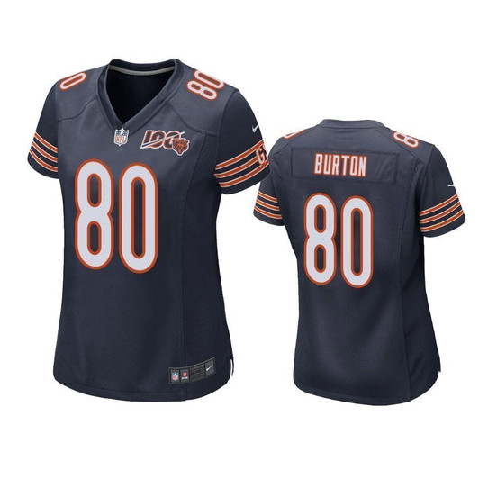 Chicago Bears Trey Burton Navy 100Th Season Game Women'S 3D Jersey