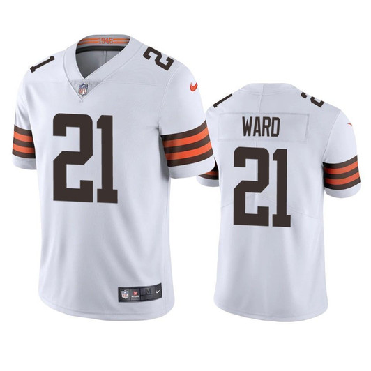 Cleveland Browns Denzel Ward White 2021 Vapor Limited Mens 3D Jersey