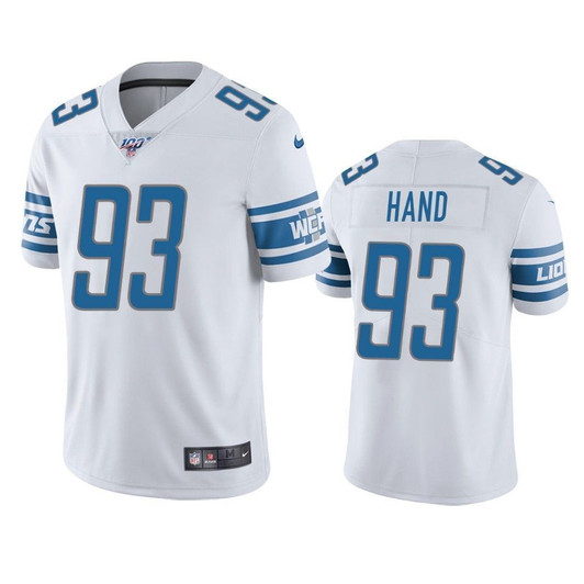 Detroit Lions Da'Shawn Hand White 100Th Season Vapor Limited 3D Jersey