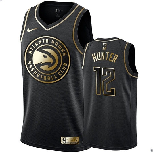 Men'S Atlanta Hawks De'Andre Hunter Black #12 Golden Edition Jersey