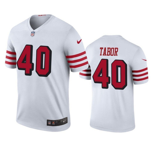 San Francisco 49Ers Teez Tabor White Color Rush Legend 3D Jersey