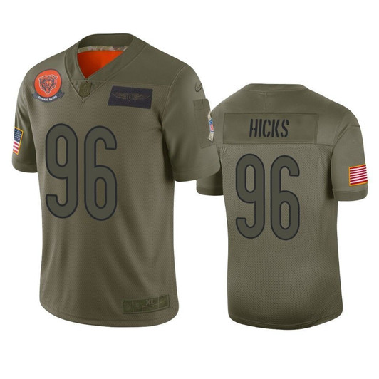 Chicago Bears Akiem Hicks Camo 2021 Salute To Service Limited 3D Jersey