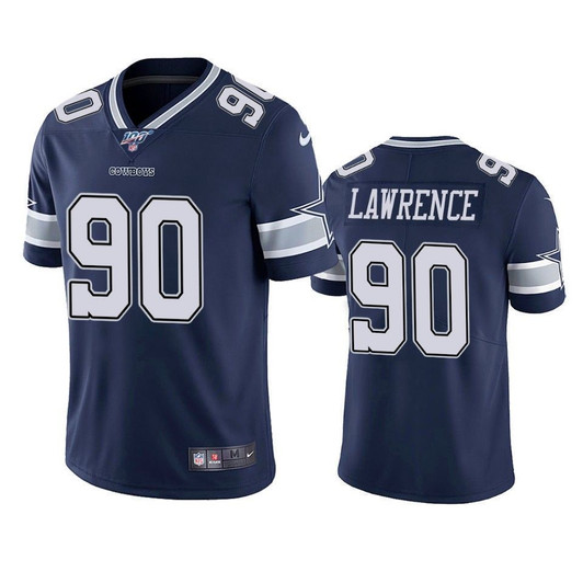 Dallas Cowboys Demarcus Lawrence Navy 100Th Season Vapor Limited 3D Jersey