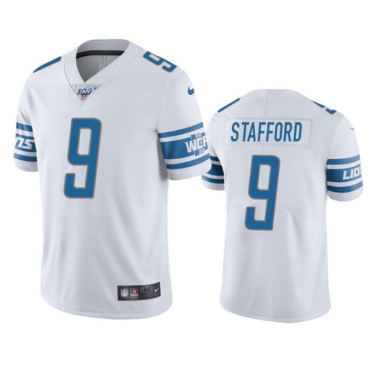 Detroit Lions Matthew Stafford White 100Th Season Vapor Limited 3D Jersey