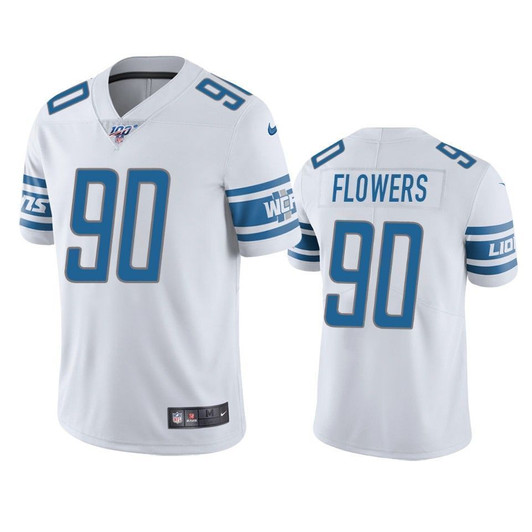Detroit Lions Trey Flowers White 100Th Season Vapor Limited 3D Jersey