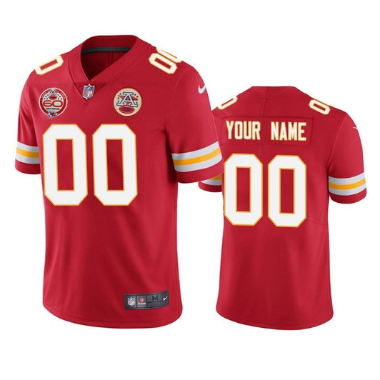 Kansas City Chiefs Custom Red 60Th Anniversary Vapor Limited 3D Jersey