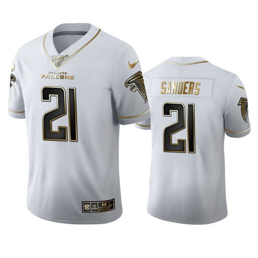 Deion Sanders Falcons White 100Th Season Golden Edition 3D Jersey