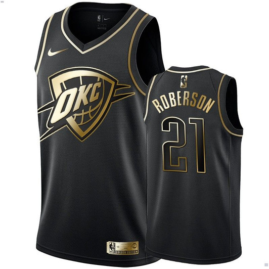 Men'S Oklahoma City Thunder Andre Roberson Black #21 Golden Edition Swingman Jersey