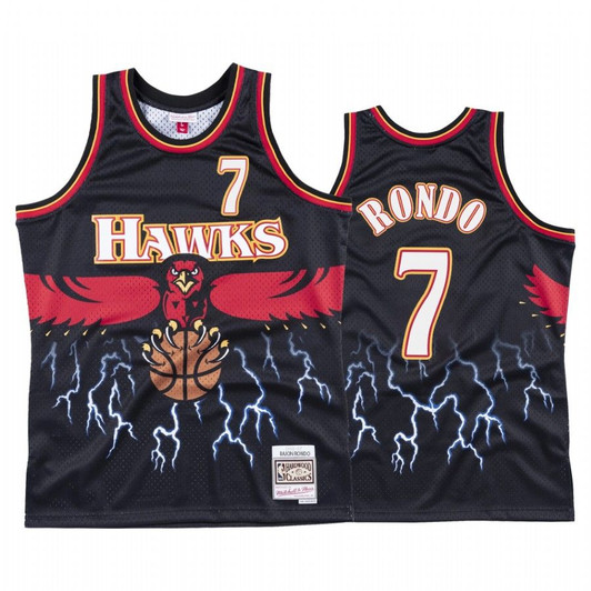 Rajon Rondo #7 Atlanta Hawks Black Lightning Jersey