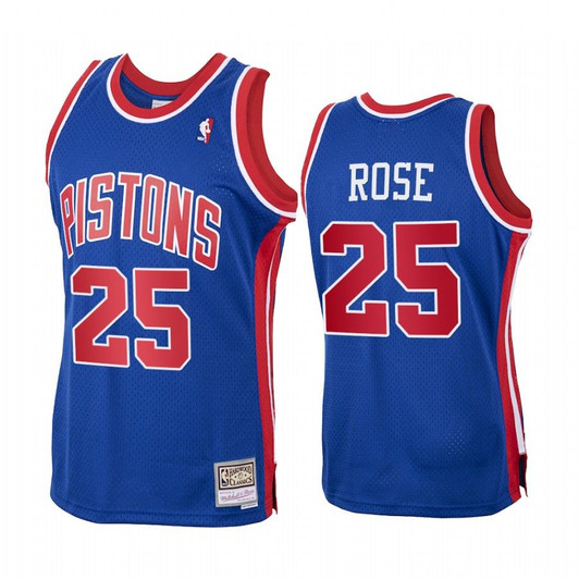 Derrick Rose #25 Detroit Pistons Royal Hardwood Classics Jersey