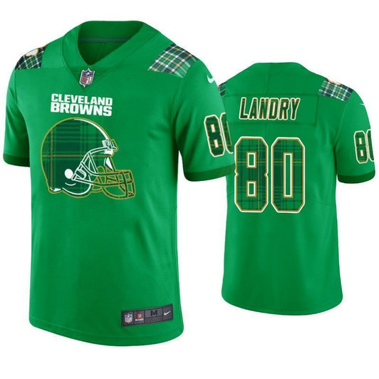 Jarvis Landry Cleveland Browns 80 St. Patrick'S Day Kelly Green Lucky Men 3D Jersey