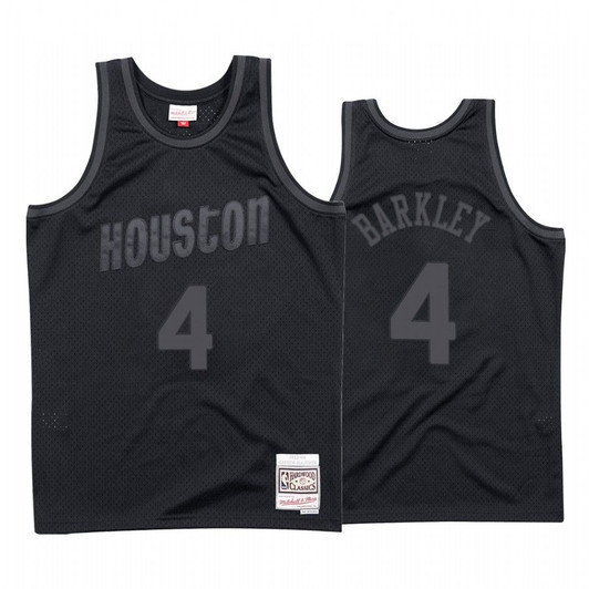 Houston Rockets Charles Barkley #4 Black Tonal Jersey