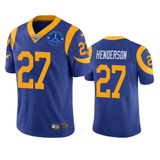 Los Angeles Rams Darrell Henderson Royal 100Th Season L.A. Coliseum Patch 3D Jersey