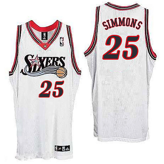 Male Philadelphia 76Ers #25 Ben Simmons Throwback Swingman White Jersey