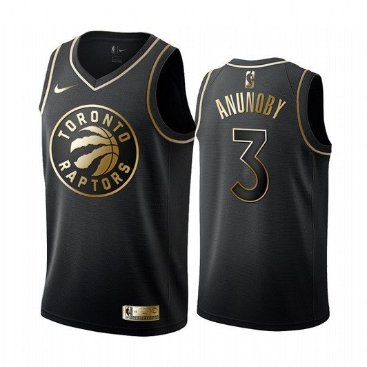 Og Anunoby #3 Toronto Raptors Black Golden Edition Jersey