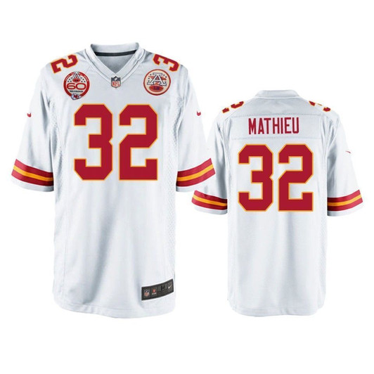 Kansas City Chiefs Tyrann Mathieu White 60Th Anniversary Game 3D Jersey