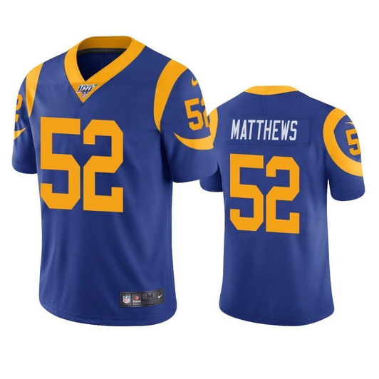 Los Angeles Rams Clay Matthews Royal 100Th Season Vapor Limited 3D Jersey