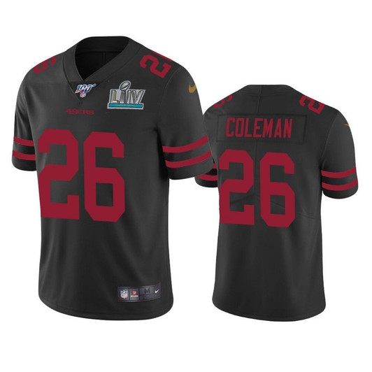 San Francisco 49Ers Tevin Coleman Black Super Bowl Liv Vapor Limited 3D Jersey
