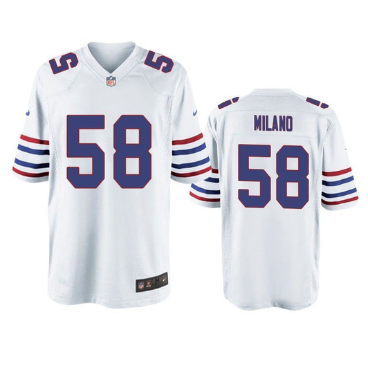 Buffalo Bills Matt Milano White Throwback Game Men 3D Jersey