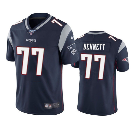 New England Patriots Michael Bennett Navy 100Th Season Vapor Limited 3D Jersey
