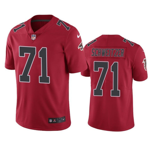 Atlanta Falcons Wes Schweitzer Red Color Rush Limited 3D Jersey