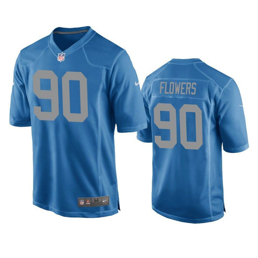 Detroit Lions Trey Flowers Blue Throwback Game 3D Jersey