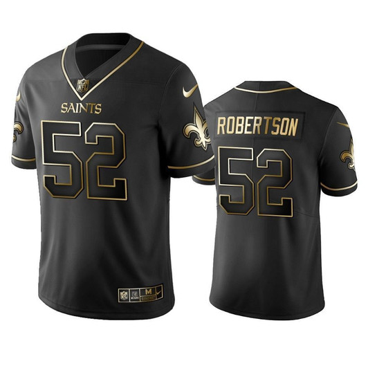 Nfl 100 Commercial Craig Robertson New Orleans Saints Black Golden Edition Vapor Untouchable Limited Mens 3D Jersey
