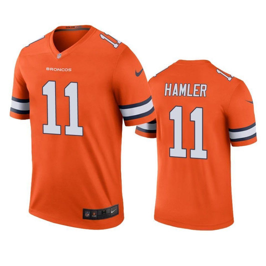 Denver Broncos K.J. Hamler Orange Color Rush Legend 3D Jersey