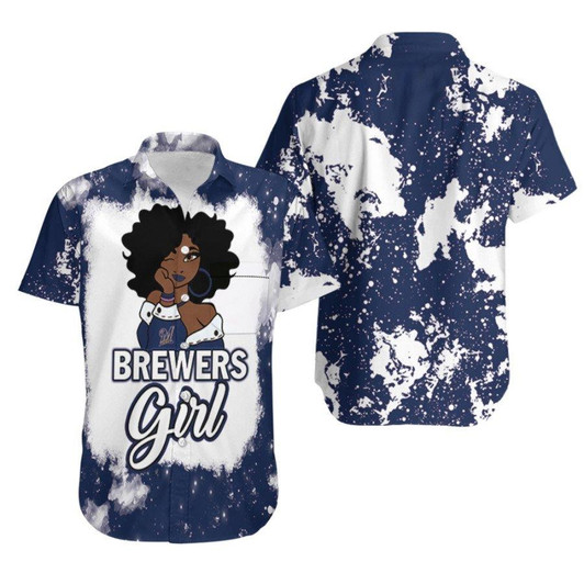 Milwaukee Brewers Girl African Girl MLB Team Allover Design Gift For Milwaukee Brewers Fans Hawaiian Shirt - MLB