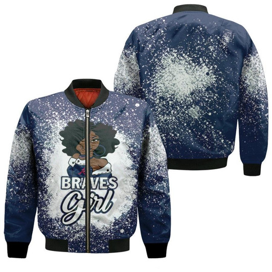 Atlanta Braves Girl African Girl MLB Team Allover Design Gift For Atlanta Braves Fans Bomber Jacket