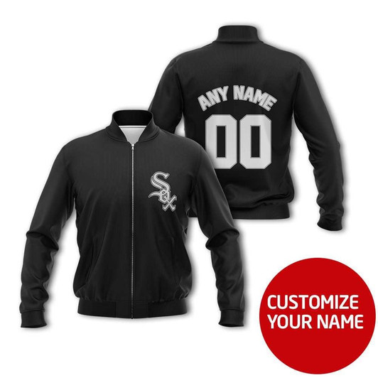 Chicago White Sox #00 Personalized Black Jersey Style Gift With Custom Number Name For White Sox Fans Bomber Jacket