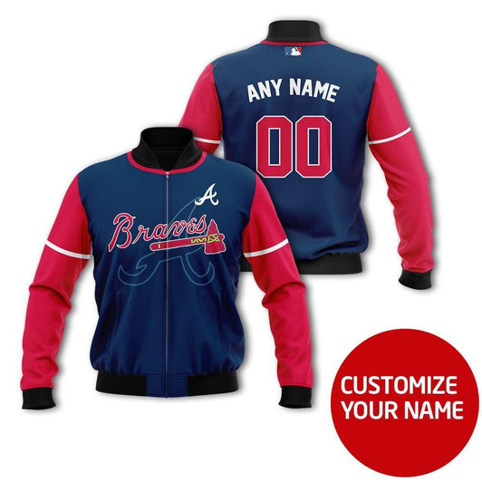 Atlanta Braves #00 Personalized Navy Blue Jersey Style Gift With Custom Number Name For Braves Fans Bomber Jacket