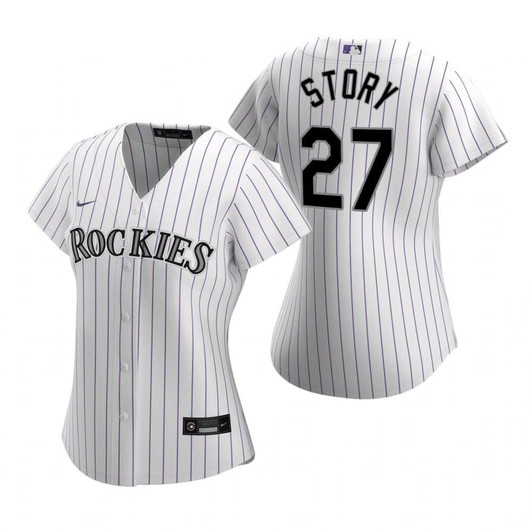 Womens Colorado Rockies #27 Trevor Story 2020 White Jersey Gift For Rockies Fans