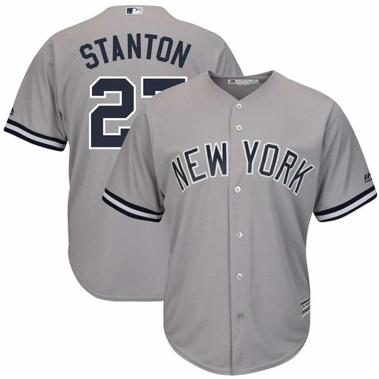 Giancarlo Stanton New York Yankees Majestic Big And Tall Alternate Cool Base Replica Player Gray 3D Jersey