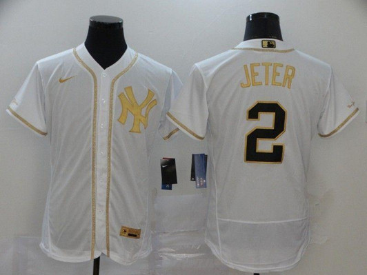 New York Yankees Derek Jeter #2 2020 MLB White Jersey