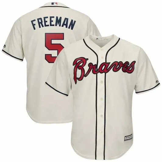 Freddie Freeman Atlanta Braves Majestic Official Cool Base Player Jersey - Cream