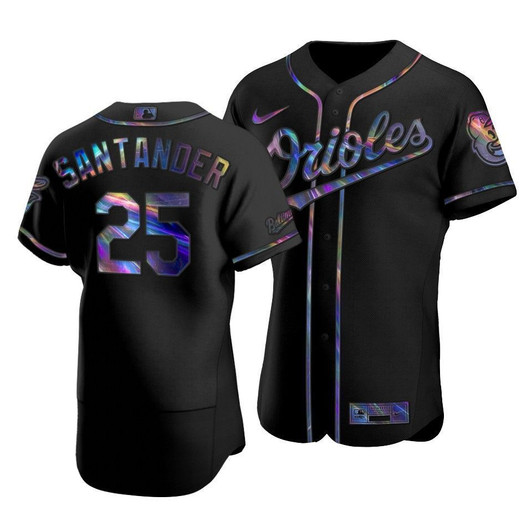 Men'S Baltimore Orioles Anthony Santander #25 Iridescent Logo Holographic Limited Jersey Black